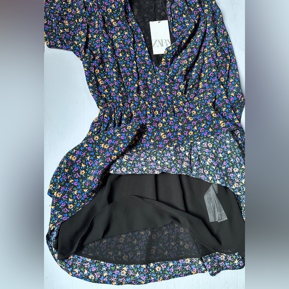 Zara Mini Dress | Boho Floral Print | Women’s XS | Shoulder Pads | Long Sleeve - Picture 11 of 11